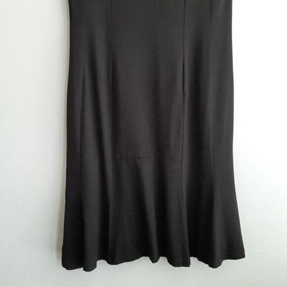 ANN TAYLOR Cowl Neck Stretchy Short Sleeve Comfy Knee Length Dress Black Sz 8 - Picture 11 of 15
